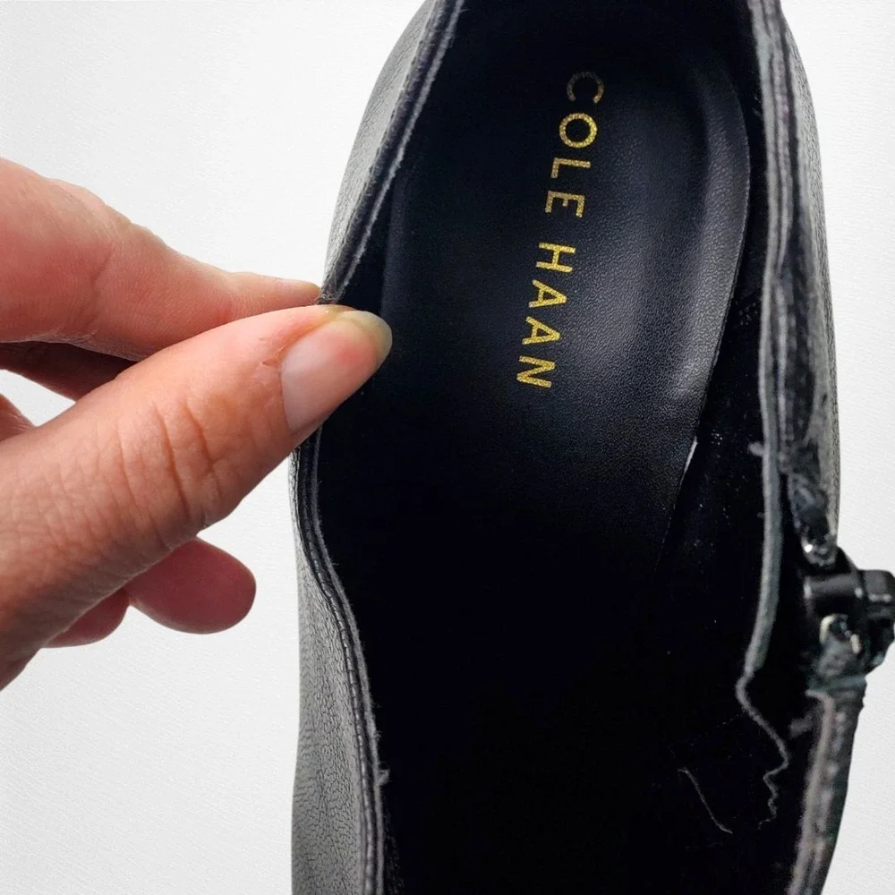 Cole Haan Vestry Womens Black Leather Pointed Toe Block‎ Heel Shooties 10B